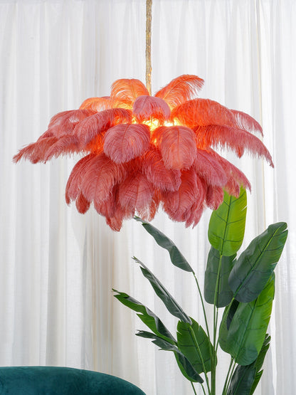 Veren Kroonluchter 56 Handgekleurde Pluimen Messing Fitting Goud Zilver Hollywood Glamour Statement Verlichting