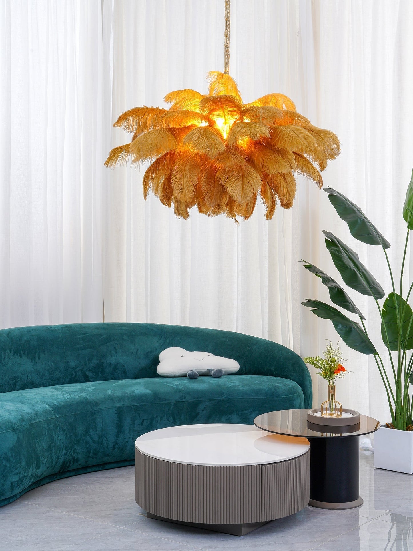Veren Kroonluchter 56 Handgekleurde Pluimen Messing Fitting Goud Zilver Hollywood Glamour Statement Verlichting