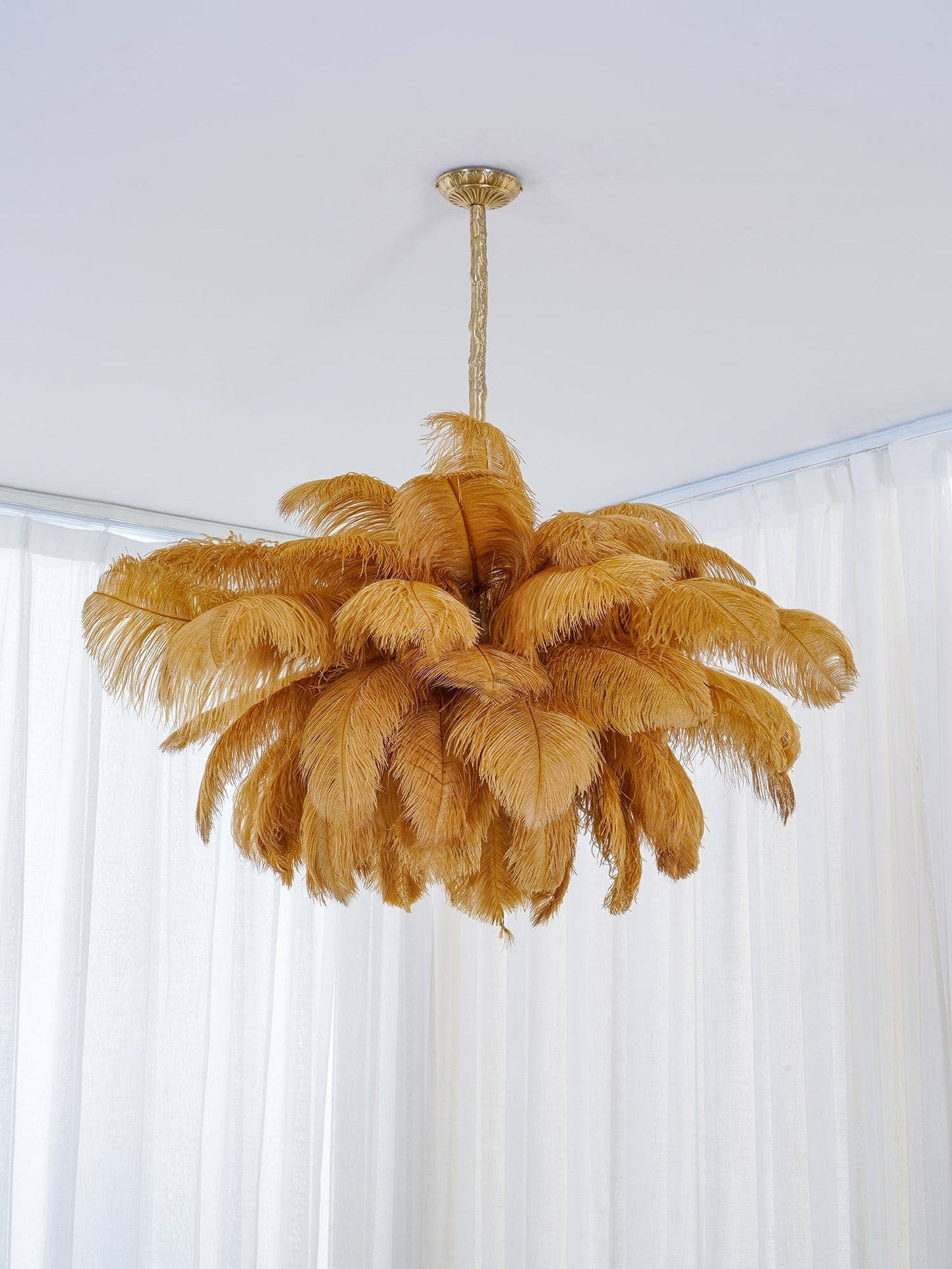 Veren Kroonluchter 56 Handgekleurde Pluimen Messing Fitting Goud Zilver Hollywood Glamour Statement Verlichting