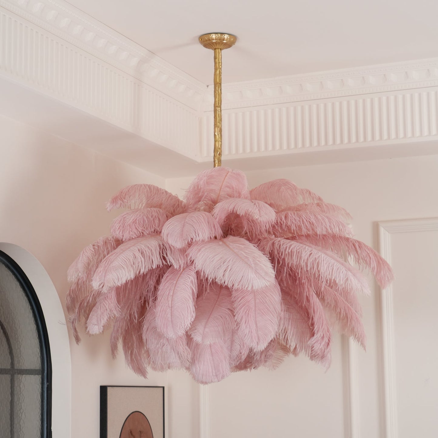 Veren Kroonluchter 56 Handgekleurde Pluimen Messing Fitting Goud Zilver Hollywood Glamour Statement Verlichting