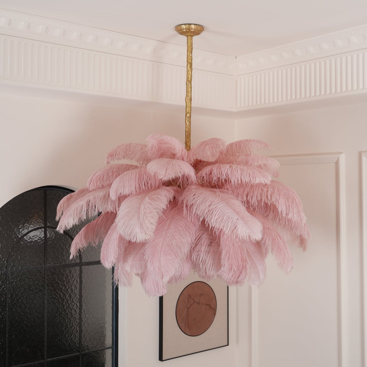 Veren Kroonluchter 56 Handgekleurde Pluimen Messing Fitting Goud Zilver Hollywood Glamour Statement Verlichting