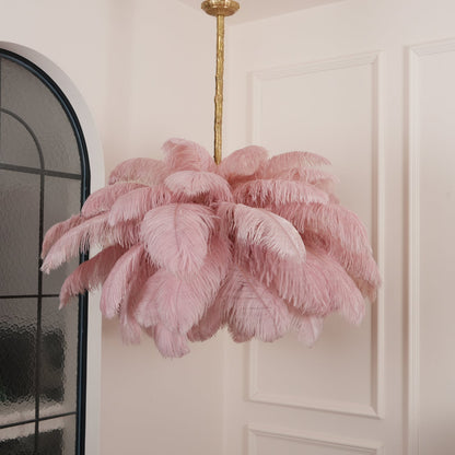 Veren Kroonluchter 56 Handgekleurde Pluimen Messing Fitting Goud Zilver Hollywood Glamour Statement Verlichting