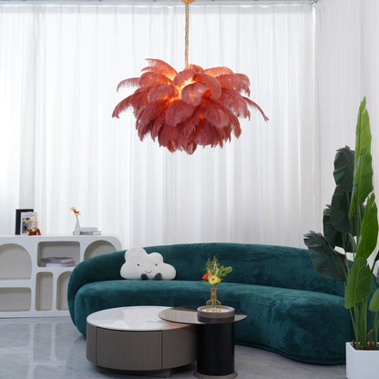 Veren Kroonluchter 56 Handgekleurde Pluimen Messing Fitting Goud Zilver Hollywood Glamour Statement Verlichting