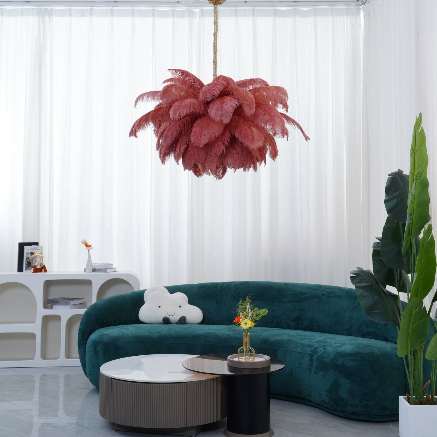 Veren Kroonluchter 56 Handgekleurde Pluimen Messing Fitting Goud Zilver Hollywood Glamour Statement Verlichting