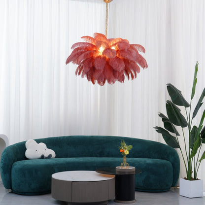 Veren Kroonluchter 56 Handgekleurde Pluimen Messing Fitting Goud Zilver Hollywood Glamour Statement Verlichting