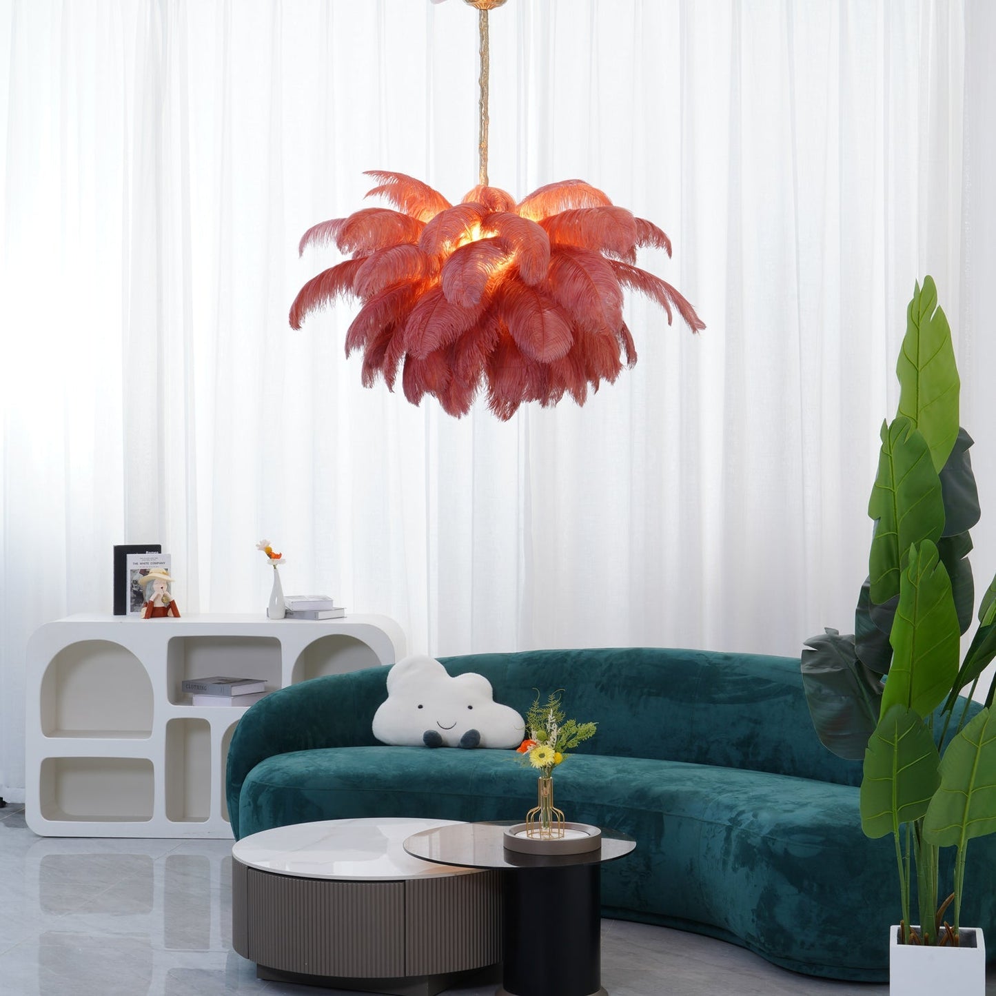 Veren Kroonluchter 56 Handgekleurde Pluimen Messing Fitting Goud Zilver Hollywood Glamour Statement Verlichting