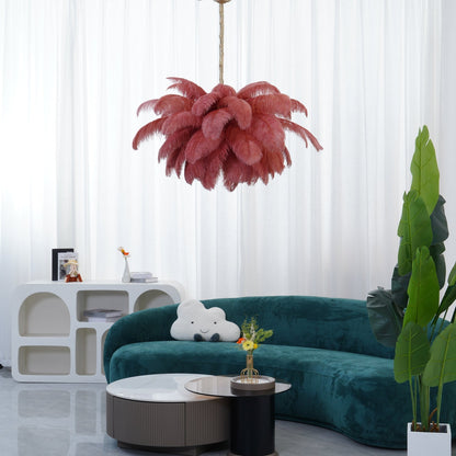 Veren Kroonluchter 56 Handgekleurde Pluimen Messing Fitting Goud Zilver Hollywood Glamour Statement Verlichting