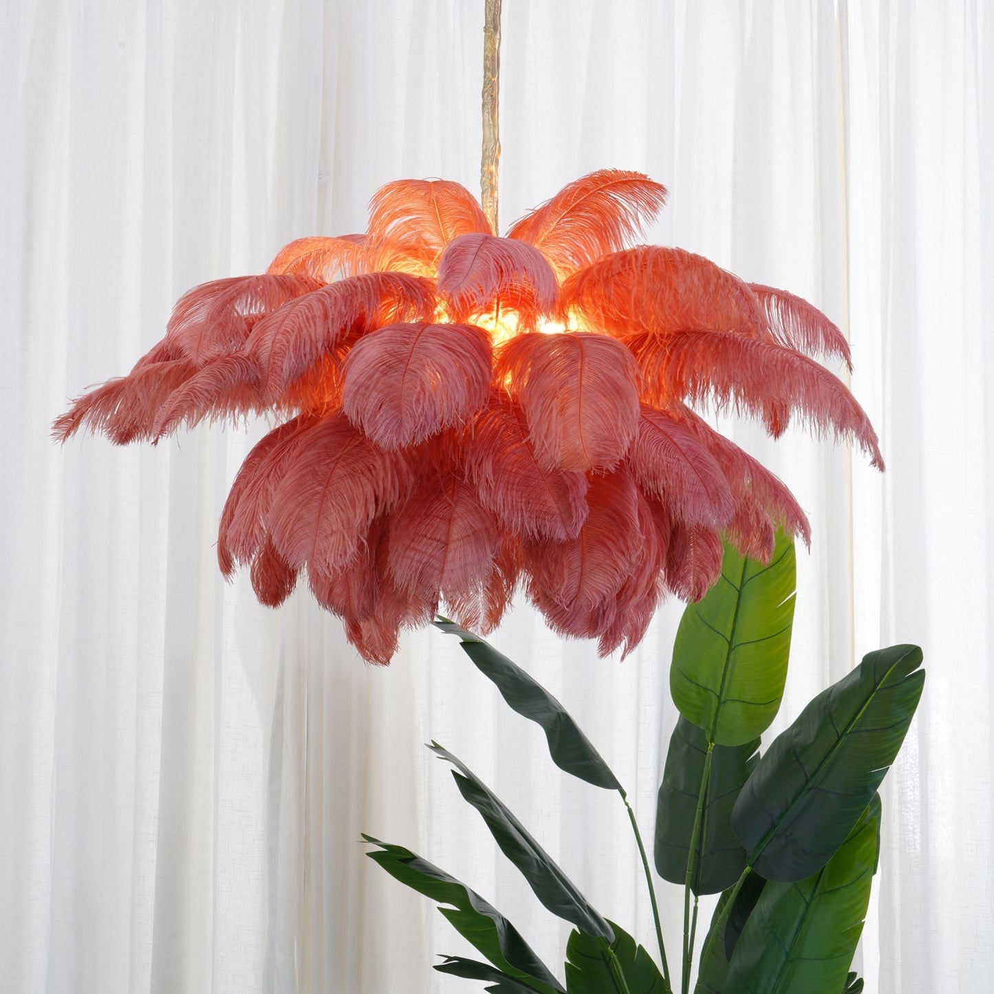 Veren Kroonluchter 56 Handgekleurde Pluimen Messing Fitting Goud Zilver Hollywood Glamour Statement Verlichting