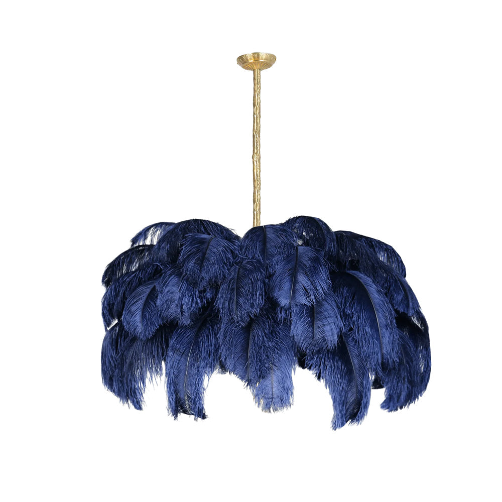 Veren Kroonluchter 56 Handgekleurde Pluimen Messing Fitting Goud Zilver Hollywood Glamour Statement Verlichting