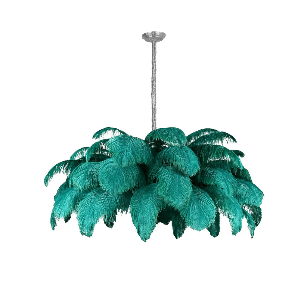 Veren Kroonluchter 56 Handgekleurde Pluimen Messing Fitting Goud Zilver Hollywood Glamour Statement Verlichting