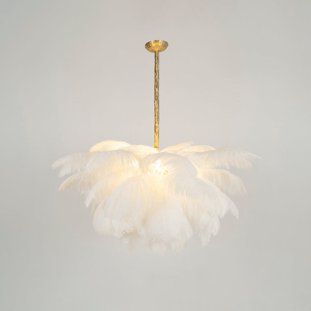 Veren Kroonluchter 56 Handgekleurde Pluimen Messing Fitting Goud Zilver Hollywood Glamour Statement Verlichting