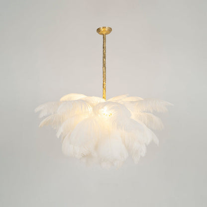 Veren Kroonluchter 56 Handgekleurde Pluimen Messing Fitting Goud Zilver Hollywood Glamour Statement Verlichting