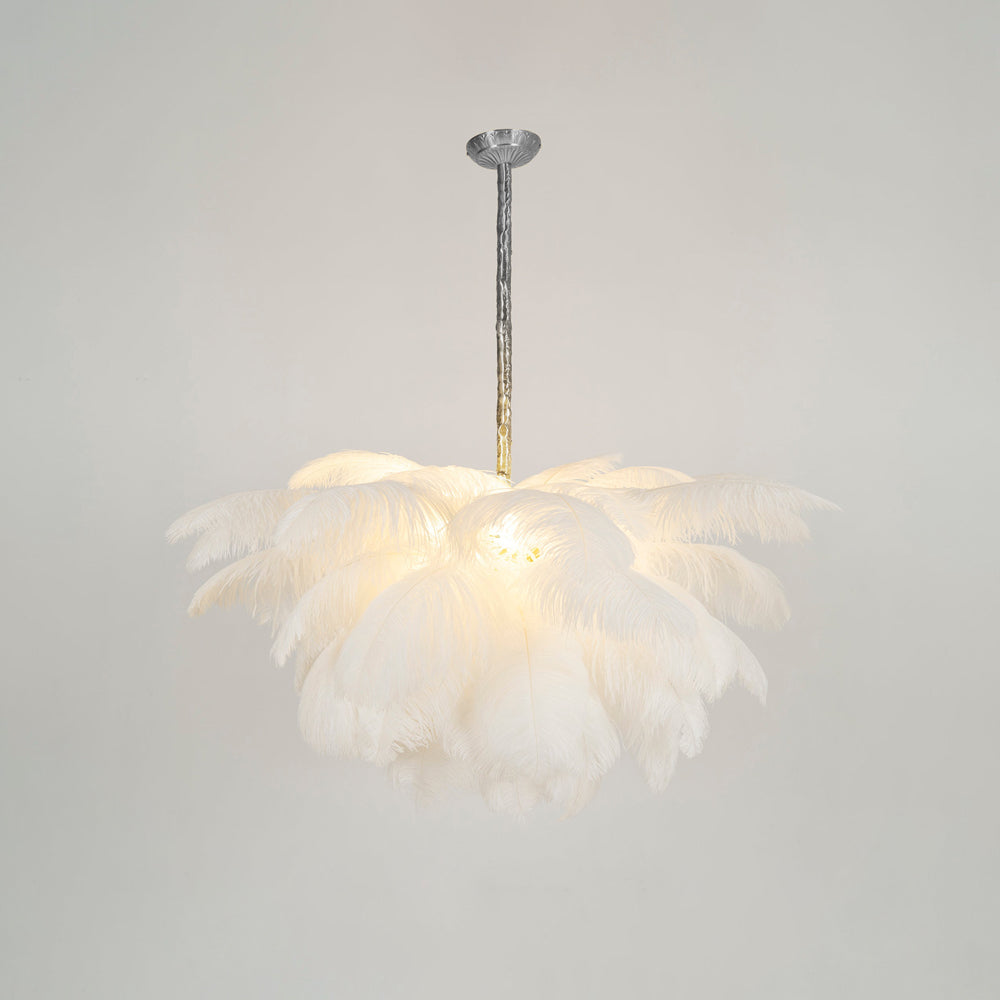 Veren Kroonluchter 56 Handgekleurde Pluimen Messing Fitting Goud Zilver Hollywood Glamour Statement Verlichting