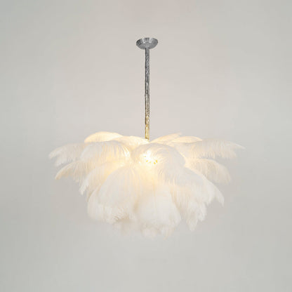 Veren Kroonluchter 56 Handgekleurde Pluimen Messing Fitting Goud Zilver Hollywood Glamour Statement Verlichting