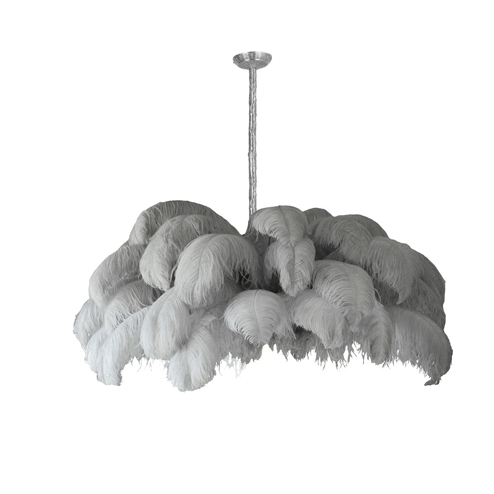 Veren Kroonluchter 56 Handgekleurde Pluimen Messing Fitting Goud Zilver Hollywood Glamour Statement Verlichting