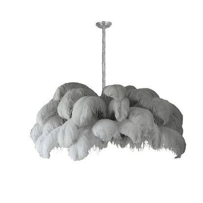 Veren Kroonluchter 56 Handgekleurde Pluimen Messing Fitting Goud Zilver Hollywood Glamour Statement Verlichting