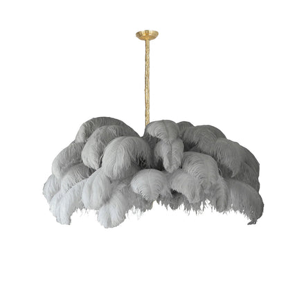Veren Kroonluchter 56 Handgekleurde Pluimen Messing Fitting Goud Zilver Hollywood Glamour Statement Verlichting