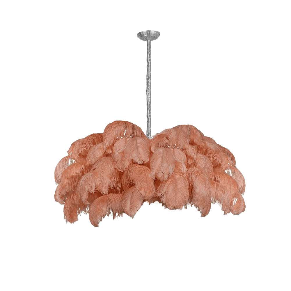 Veren Kroonluchter 56 Handgekleurde Pluimen Messing Fitting Goud Zilver Hollywood Glamour Statement Verlichting