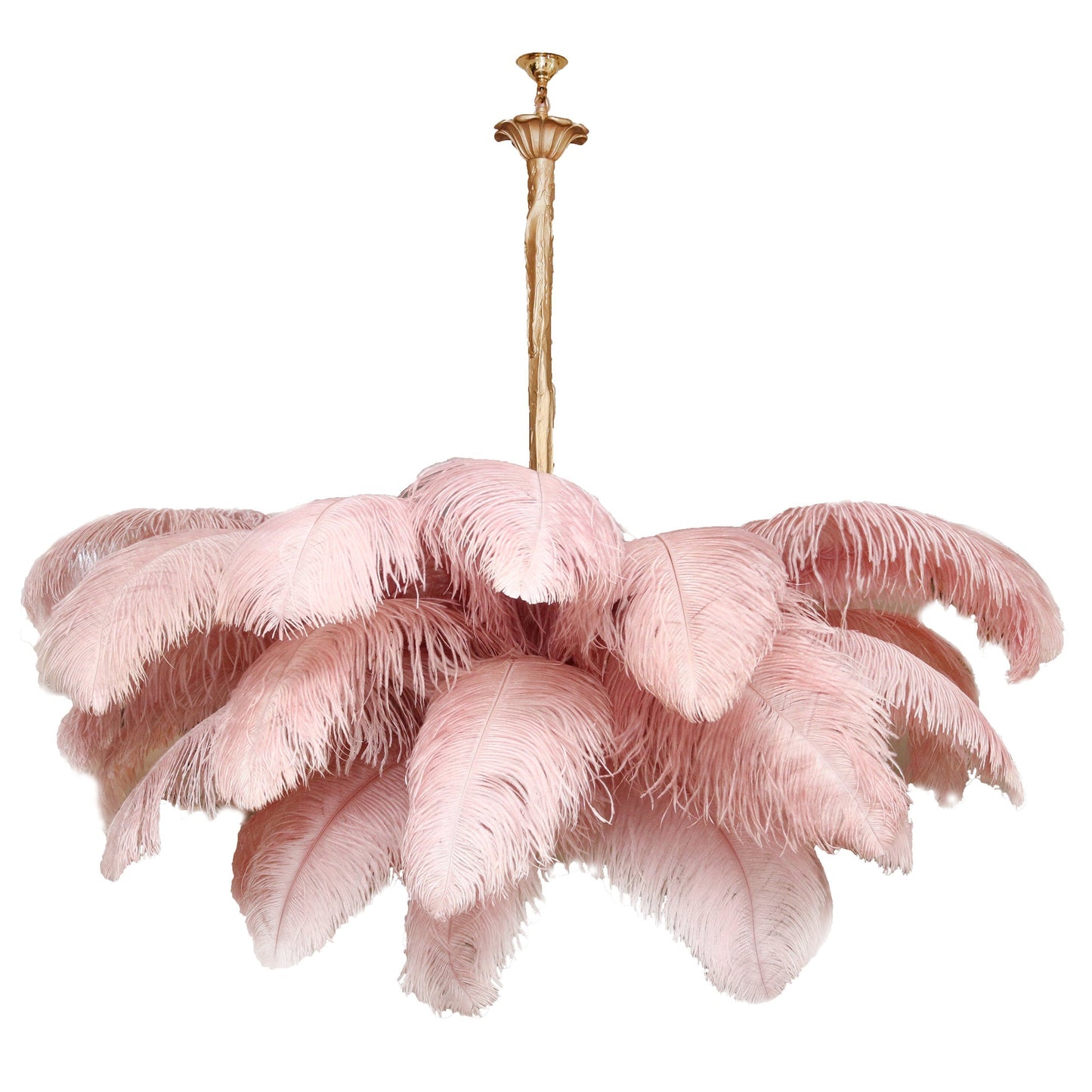 Veren Kroonluchter 56 Handgekleurde Pluimen Messing Fitting Goud Zilver Hollywood Glamour Statement Verlichting