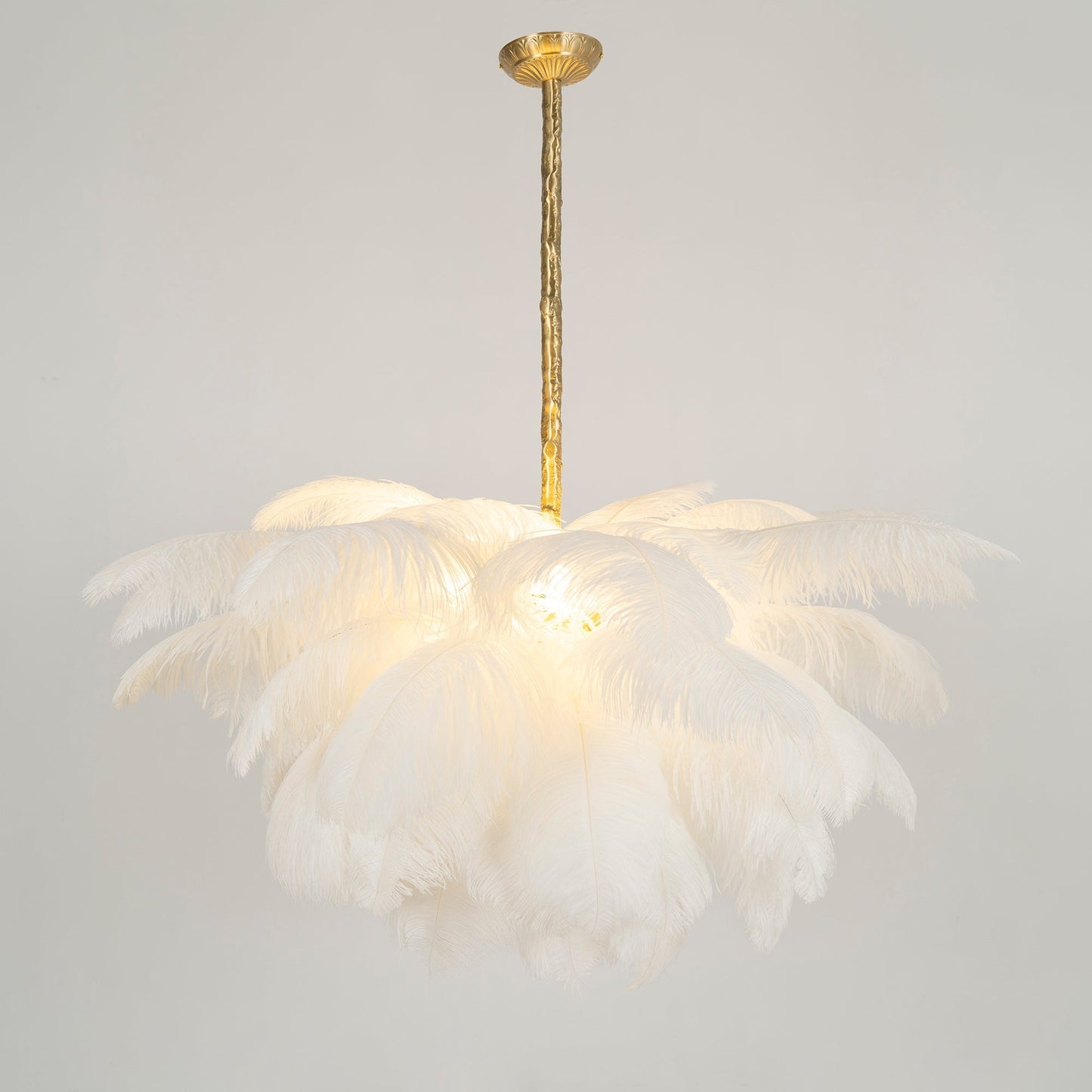 Veren Kroonluchter 56 Handgekleurde Pluimen Messing Fitting Goud Zilver Hollywood Glamour Statement Verlichting
