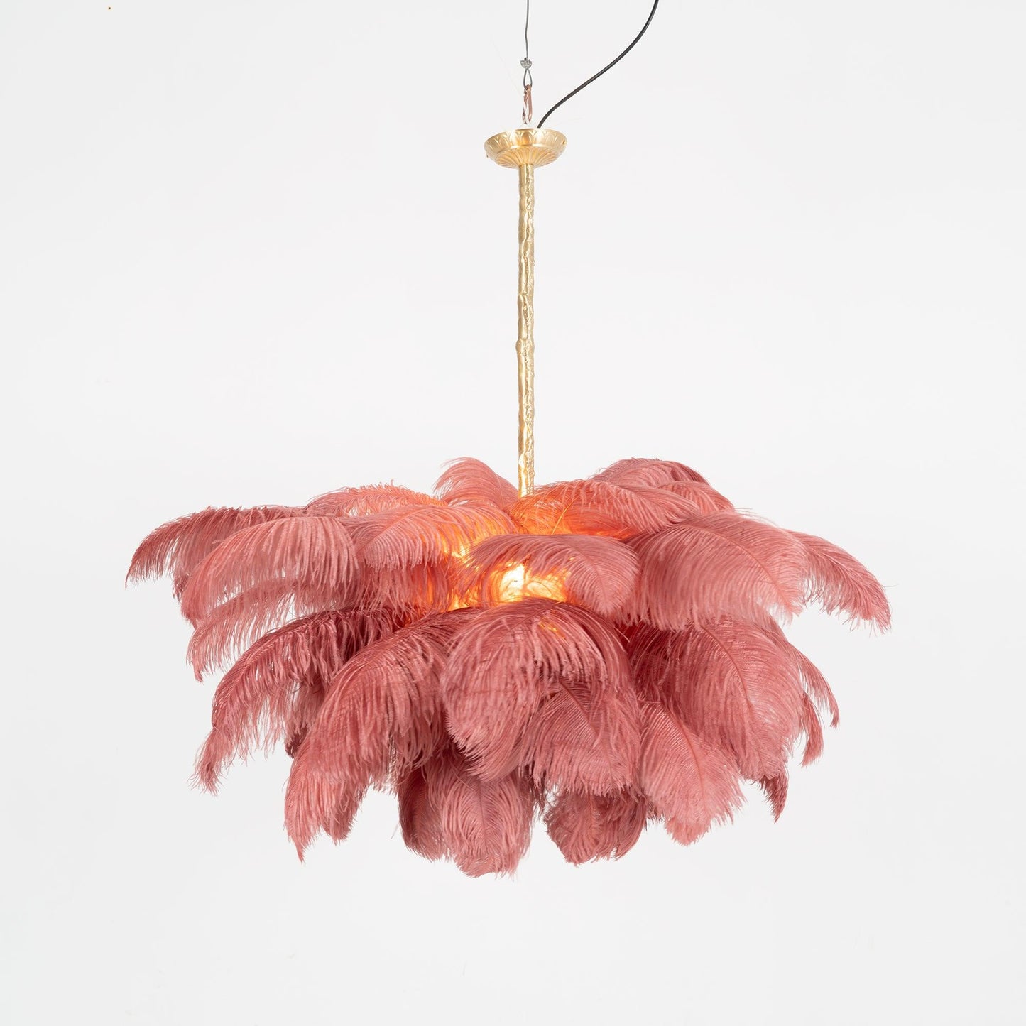 Veren Kroonluchter 56 Handgekleurde Pluimen Messing Fitting Goud Zilver Hollywood Glamour Statement Verlichting