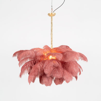 Veren Kroonluchter 56 Handgekleurde Pluimen Messing Fitting Goud Zilver Hollywood Glamour Statement Verlichting