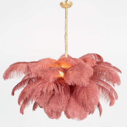 Veren Kroonluchter 56 Handgekleurde Pluimen Messing Fitting Goud Zilver Hollywood Glamour Statement Verlichting