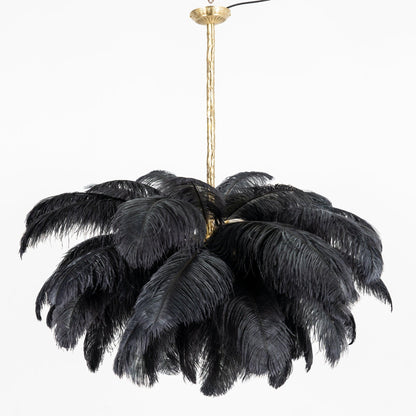 Veren Kroonluchter 56 Handgekleurde Pluimen Messing Fitting Goud Zilver Hollywood Glamour Statement Verlichting