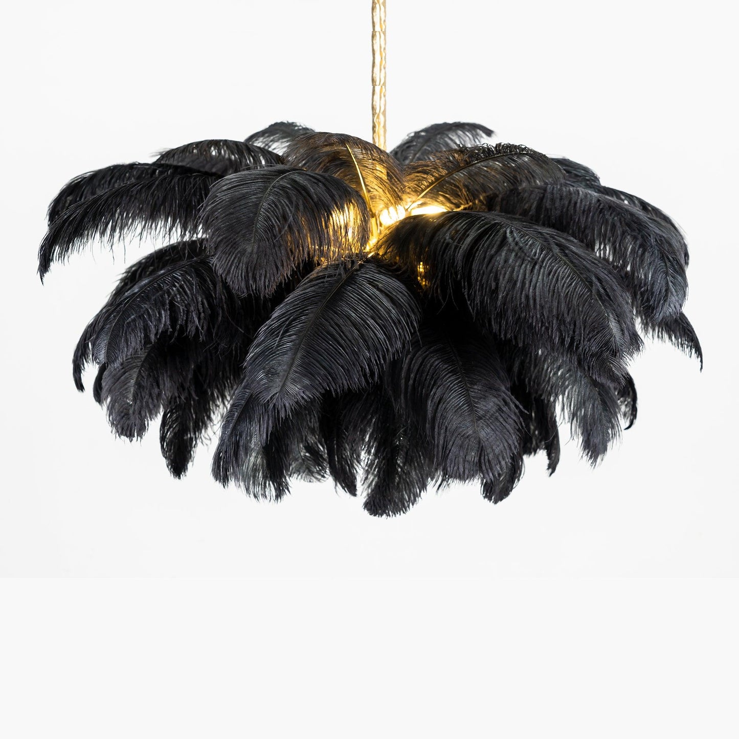 Veren Kroonluchter 56 Handgekleurde Pluimen Messing Fitting Goud Zilver Hollywood Glamour Statement Verlichting