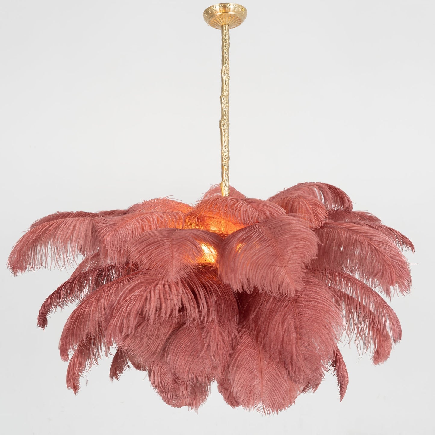Veren Kroonluchter 56 Handgekleurde Pluimen Messing Fitting Goud Zilver Hollywood Glamour Statement Verlichting