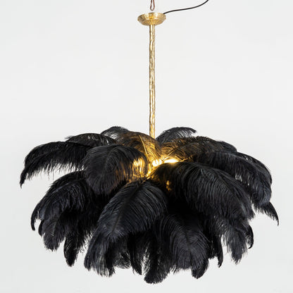 Veren Kroonluchter 56 Handgekleurde Pluimen Messing Fitting Goud Zilver Hollywood Glamour Statement Verlichting