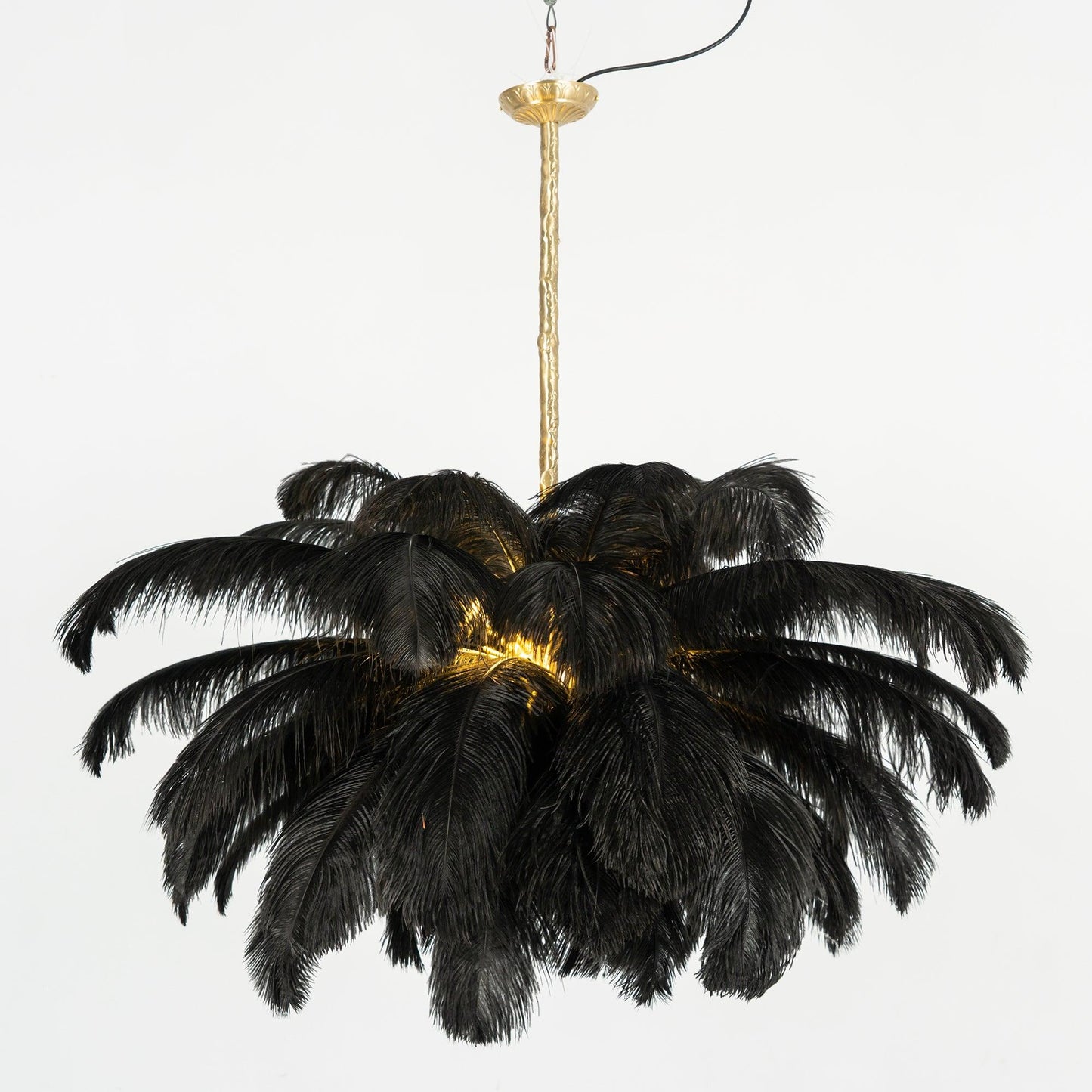 Veren Kroonluchter 56 Handgekleurde Pluimen Messing Fitting Goud Zilver Hollywood Glamour Statement Verlichting
