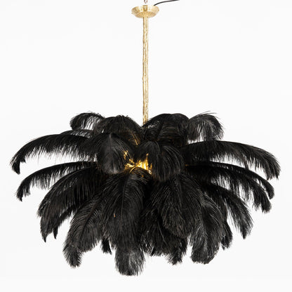Veren Kroonluchter 56 Handgekleurde Pluimen Messing Fitting Goud Zilver Hollywood Glamour Statement Verlichting