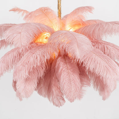 Veren Kroonluchter 56 Handgekleurde Pluimen Messing Fitting Goud Zilver Hollywood Glamour Statement Verlichting