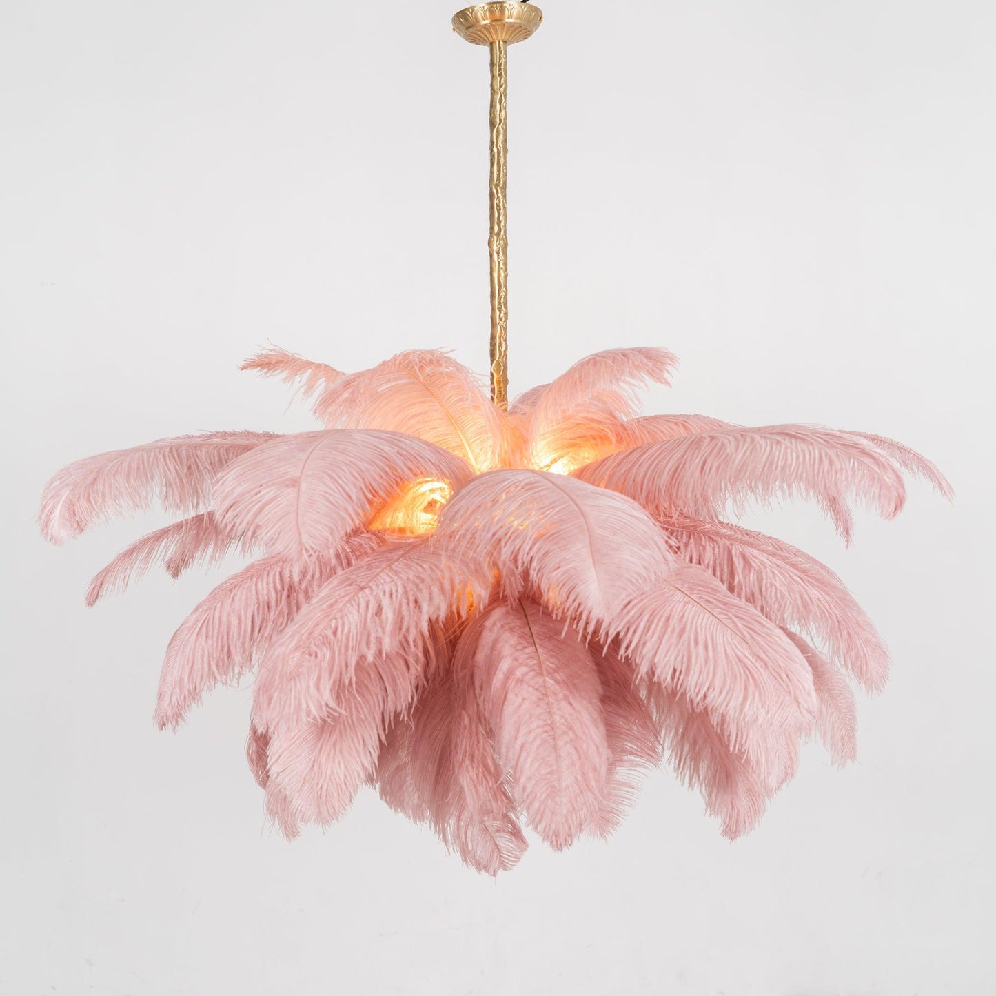 Veren Kroonluchter 56 Handgekleurde Pluimen Messing Fitting Goud Zilver Hollywood Glamour Statement Verlichting