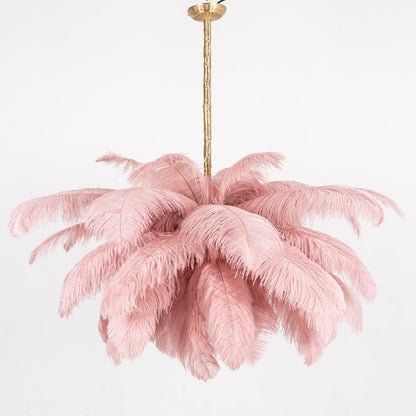 Veren Kroonluchter 56 Handgekleurde Pluimen Messing Fitting Goud Zilver Hollywood Glamour Statement Verlichting