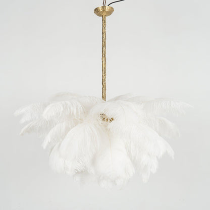 Veren Kroonluchter 56 Handgekleurde Pluimen Messing Fitting Goud Zilver Hollywood Glamour Statement Verlichting