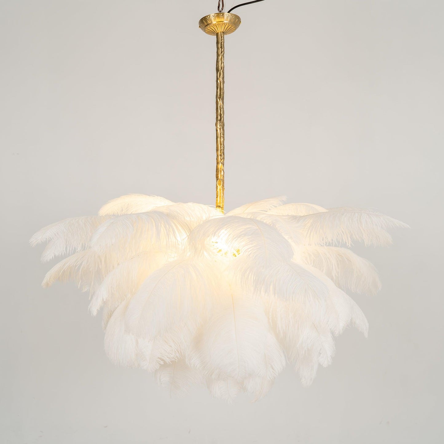 Veren Kroonluchter 56 Handgekleurde Pluimen Messing Fitting Goud Zilver Hollywood Glamour Statement Verlichting