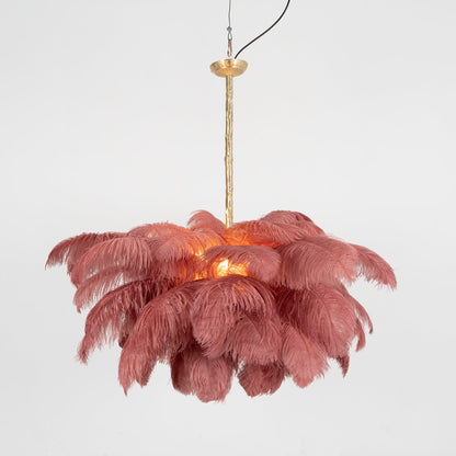 Veren Kroonluchter 56 Handgekleurde Pluimen Messing Fitting Goud Zilver Hollywood Glamour Statement Verlichting
