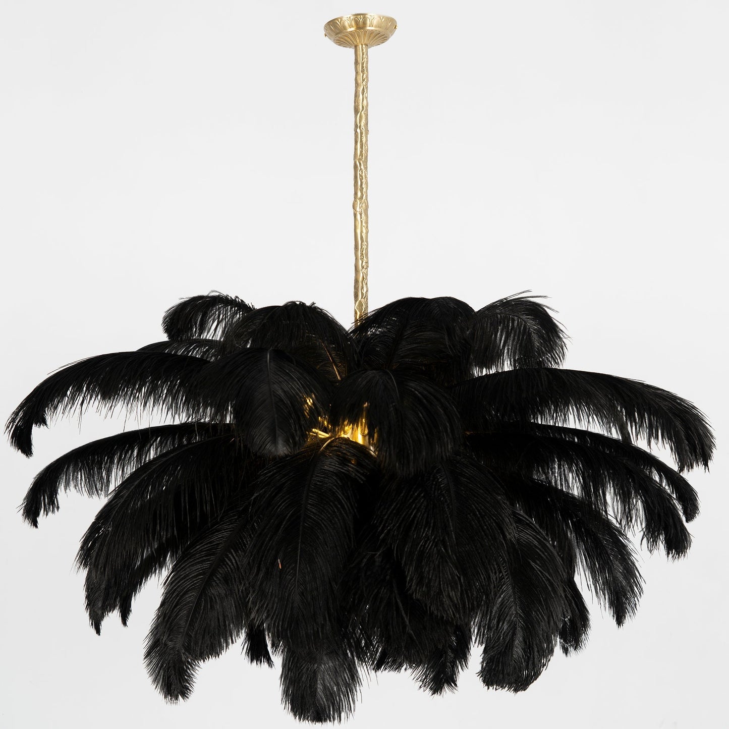 Veren Kroonluchter 56 Handgekleurde Pluimen Messing Fitting Goud Zilver Hollywood Glamour Statement Verlichting