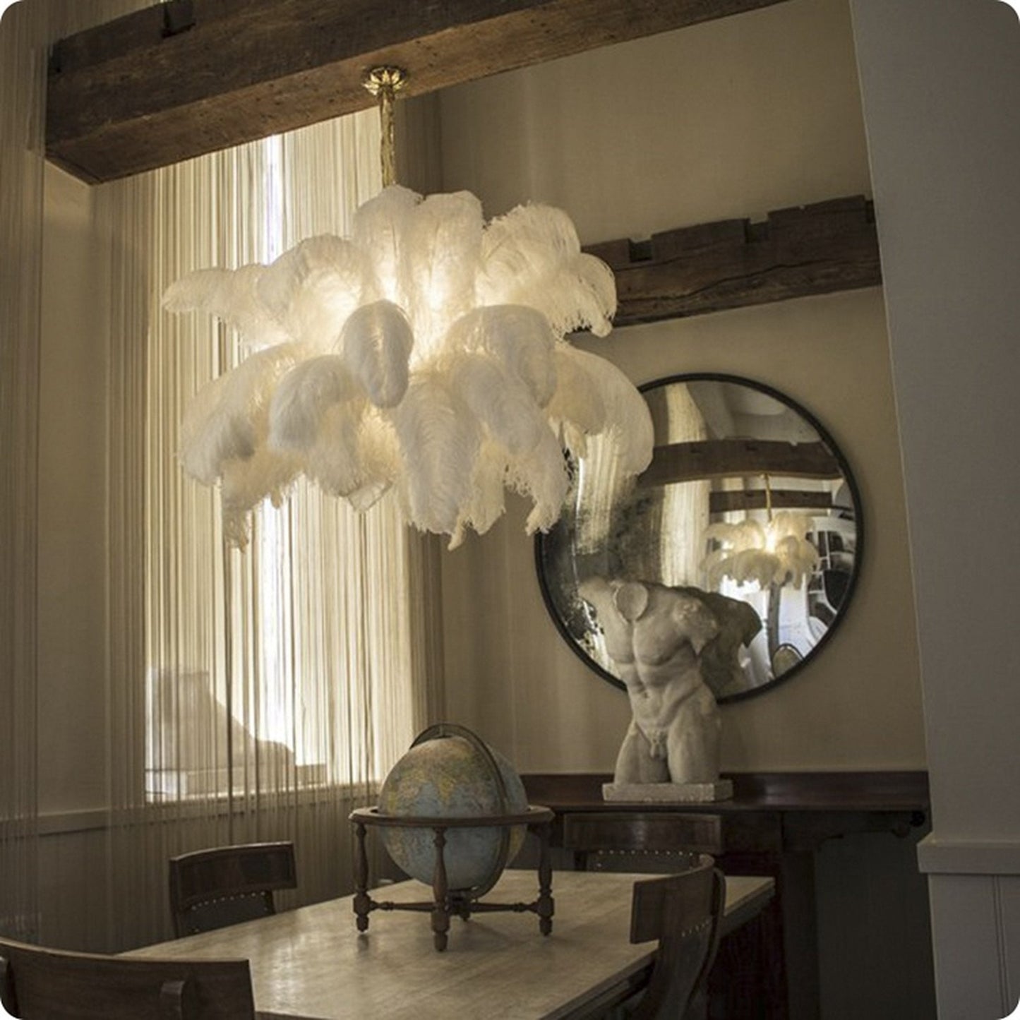 Veren Kroonluchter 56 Handgekleurde Pluimen Messing Fitting Goud Zilver Hollywood Glamour Statement Verlichting