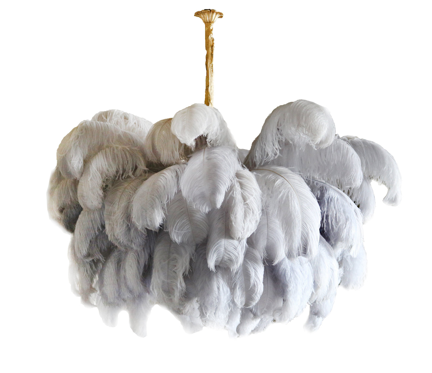 Veren Kroonluchter 56 Handgekleurde Pluimen Messing Fitting Goud Zilver Hollywood Glamour Statement Verlichting