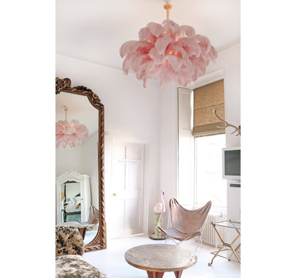 Veren Kroonluchter 56 Handgekleurde Pluimen Messing Fitting Goud Zilver Hollywood Glamour Statement Verlichting