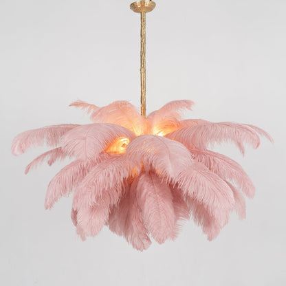 Veren Kroonluchter 56 Handgekleurde Pluimen Messing Fitting Goud Zilver Hollywood Glamour Statement Verlichting