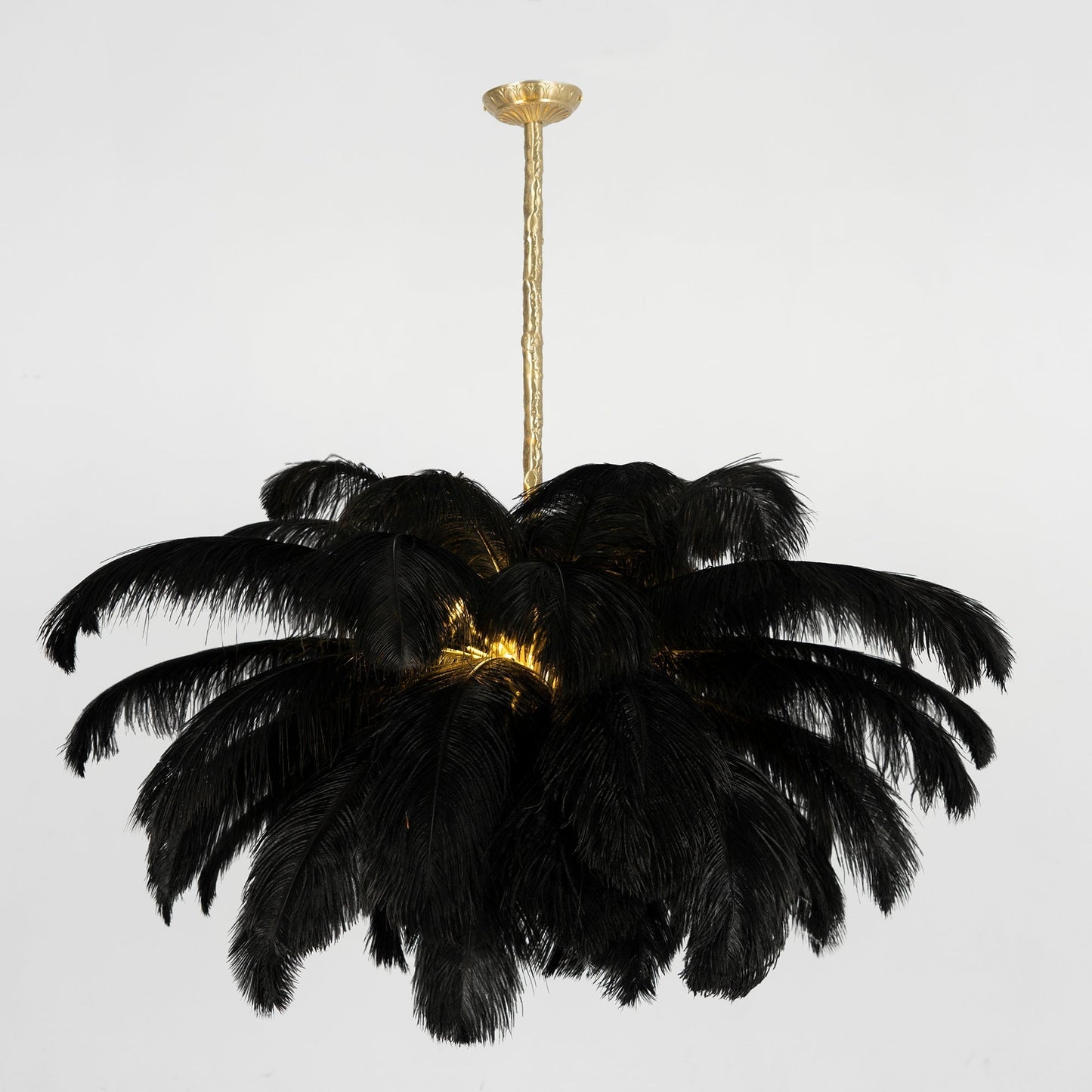Veren Kroonluchter 56 Handgekleurde Pluimen Messing Fitting Goud Zilver Hollywood Glamour Statement Verlichting