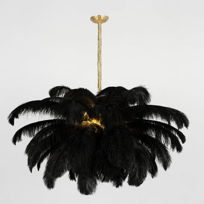 Veren Kroonluchter 56 Handgekleurde Pluimen Messing Fitting Goud Zilver Hollywood Glamour Statement Verlichting