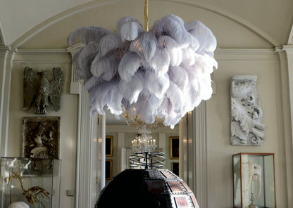 Veren Kroonluchter 56 Handgekleurde Pluimen Messing Fitting Goud Zilver Hollywood Glamour Statement Verlichting