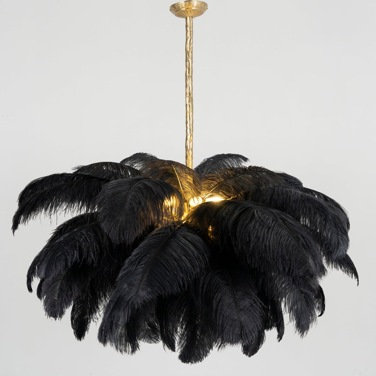 Veren Kroonluchter 56 Handgekleurde Pluimen Messing Fitting Goud Zilver Hollywood Glamour Statement Verlichting