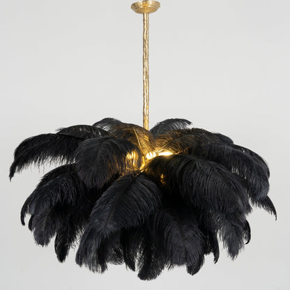 Veren Kroonluchter 56 Handgekleurde Pluimen Messing Fitting Goud Zilver Hollywood Glamour Statement Verlichting