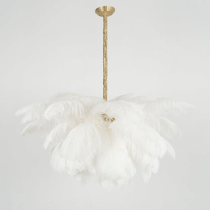 Veren Kroonluchter 56 Handgekleurde Pluimen Messing Fitting Goud Zilver Hollywood Glamour Statement Verlichting